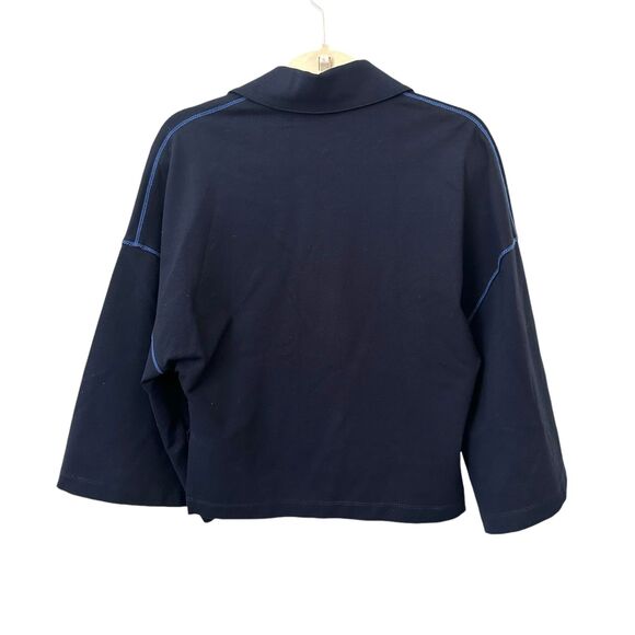 SAINTART Wide Sleeve Quarter Zip Sweatshirt Navy Small - Picture 2 of 3
